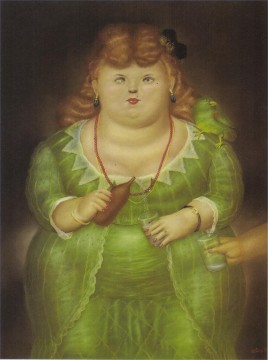 Woman with a Parrot Fernando Botero Oil Paintings